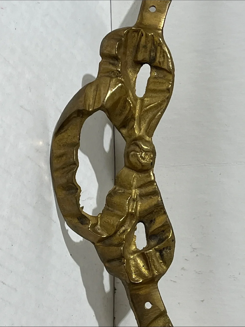 VTG Brass Ribbon Bow Swag Draping Wall Hanging Accent Decor 14.25”x4”
